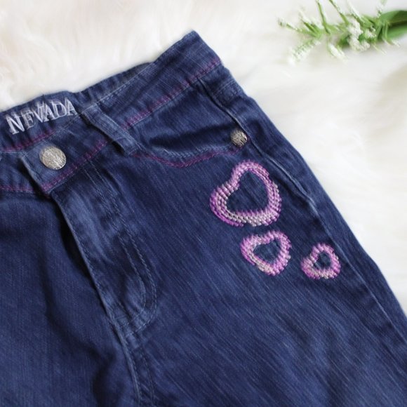 Nevada Pink Heart Embroidery Girls Blue Jean Pan - Picture 9 of 9
